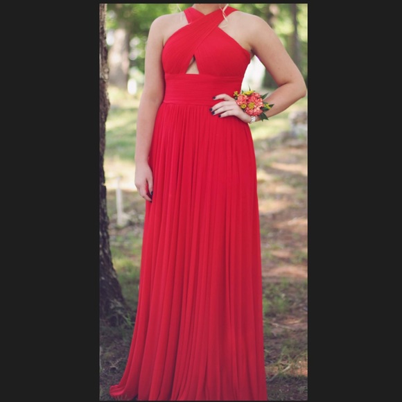 Sherri Hill Halter Neck Red Gown - Picture 1 of 4